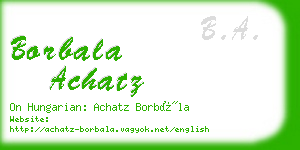 borbala achatz business card